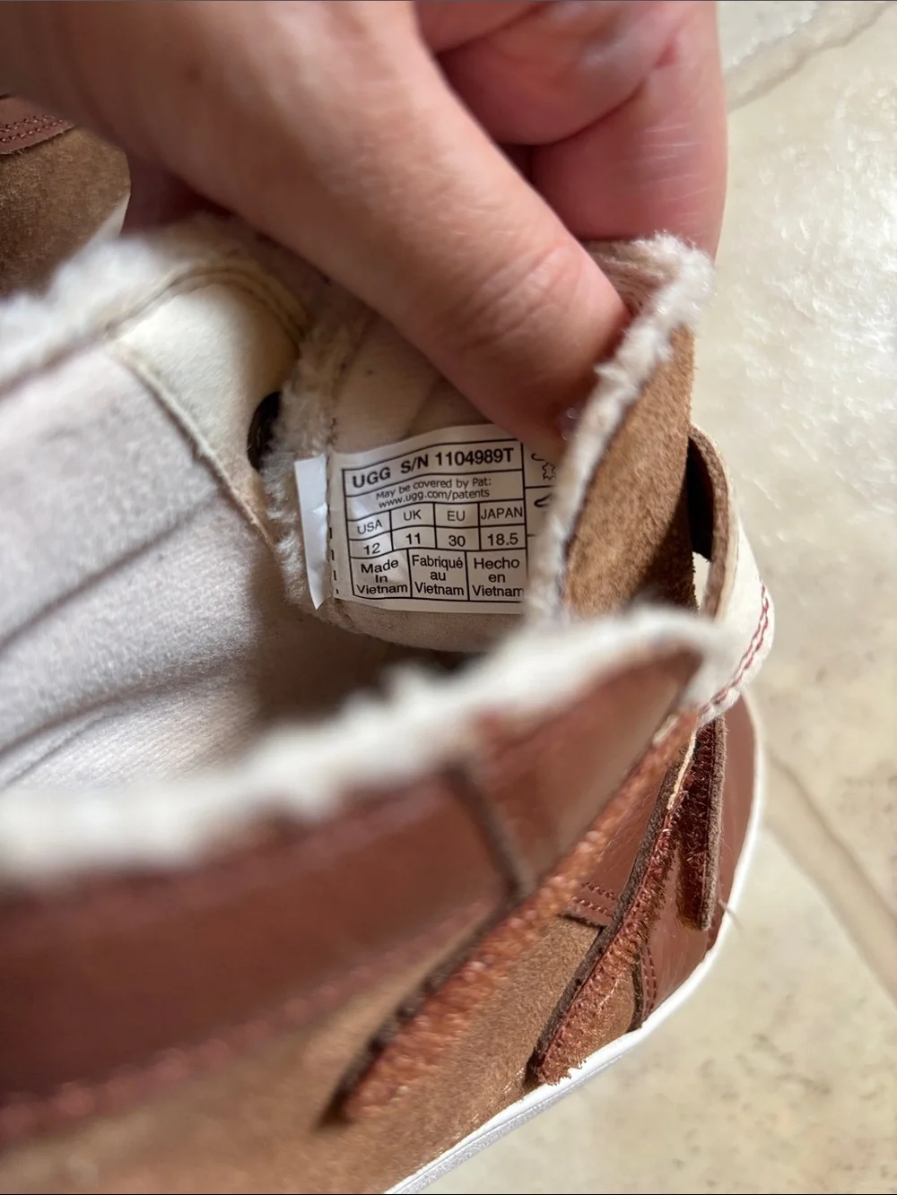 UGG Chestnut Leather Baby/ Toddler Rennon II Strappy Booties US12 UK11 EU30